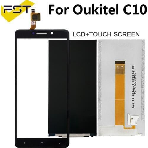 Black 5.0''For Oukitel C10 LCD Display+Touch Screen Digitizer Repair Parts+Tools +Adhesive LCD Glass Panel