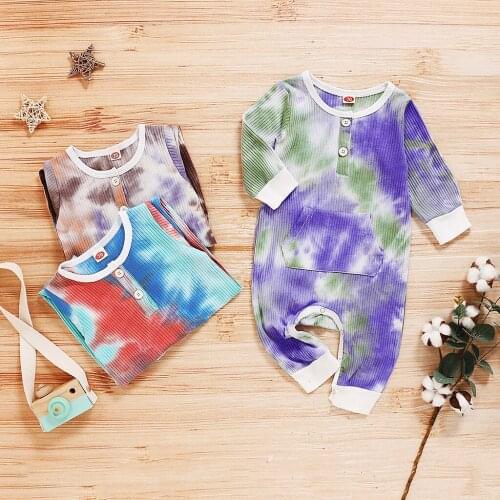 3-18M Newborn Toddler Baby Boy Girl Winter Clothes Cotton Long Sleeve Rainbow Tie-Dyed Romper Jumpsuit Outfit детская одежда L