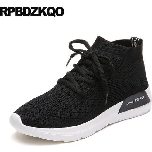 Elastic Platform Black Thick Sole Flats Creepers Harajuku Trainers Lace Up Red Designer Shoes China Sneakers Women Breathable