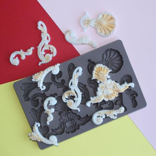European Relief Totem Flourish Silicone Fondant Mould Cake Decor Tools Chocolate Gumpaste Molds, Sugarcraft, Kitchen Gadget