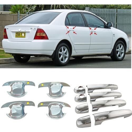 For Toyota Corolla ae120 ae130 2001-2007 Chrome Door Handle Cup Bowl Cover Trim Sticker Car Styling