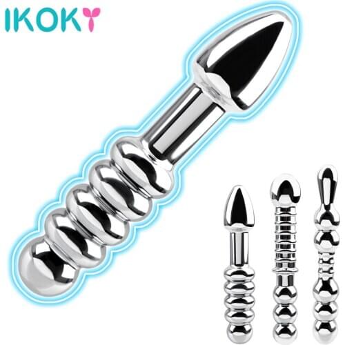 IKOKY Metal Anal Plug Sex Toys for Man Woman Dual Head Butt Plug Stainless Steel Dildo Prostate Massage Anal Stimulation