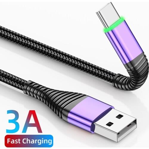 GTWIN 0.5m/1m/2m LED 3A USB Type C Cable Fast Charge Wire for Samsung Galaxy Xiaomi Huawei Note 7 Data USB-C Cable Charger Cord