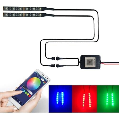 2PCS 10CM 5050SMD Motorcycle LED Light Strips- Multi-Color Accent Glow Neon Ground Effect Lights lamp 12LED RGB Light Strips