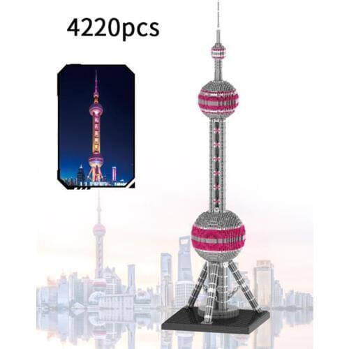 4220pcs Famous Architecture Assemble Oriental Pearl Tower blocks model micro particles educational toys gifts for children