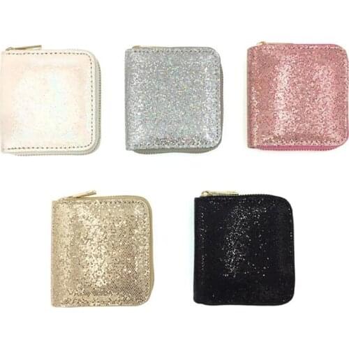Rainbow Womens Short Wallet Bling Zipper Clutch Coin Purse Mini Casual Cash Purse Bag Bling Glitter Ladies Small Card Holders