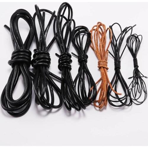 2-5m/lot 1.5 2 2.5 3 4 5 6mm Genuine Leather Round Thong Cord Rope String Cow Leather Cord DIY Bracelet Jewelry Making Supplies