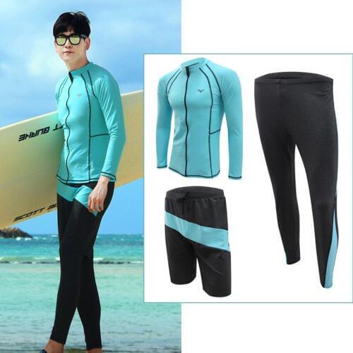 Mens Sports Suit Sets, 3 Pieces Sports Suit Set High Elasticity Gym Yoga Fitness Tracksuits Swimwear Long Rash Guard Swimsuit