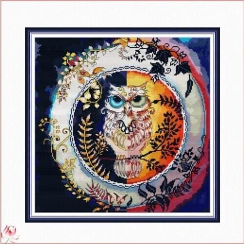 The Owl Animals Day And Night Patterns Counted 11CT 14CT DIY Cross Stitch Sets Chinese Cross-stitch Kits Embroidery Needlework