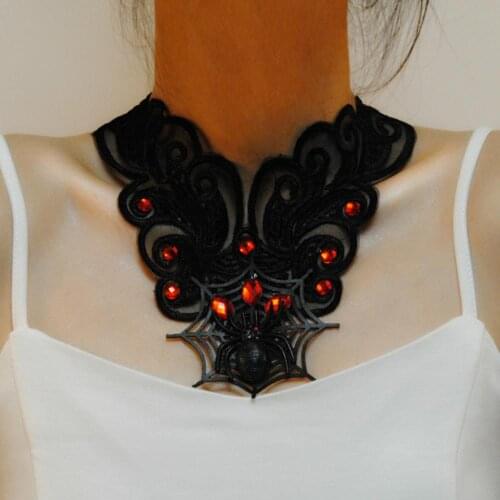 False Collar Lace Statement Spider Necklace & Pendant Vintage Women Accessories Gothic Jewelry Choker Necklace