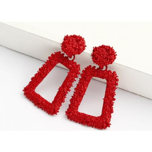 New Retro Hollow Geometric Trapezoid Drop Earrings for Women Personality Punk Carved Metal Brincos Jewelry Trendy Xmas Girl Gift