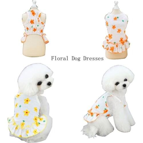 ADEWEL Pet Princces Dog Clothes Cute Summer Floral Dog Dresses Girl Yorkshire Terrier Dresses For Small Chihuahua Dogs