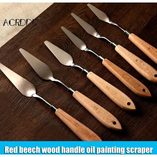 Palette Knife Painting Stainless Steel Spatula Palette Knife Oil Paint Metal Knives Wood Handle DF