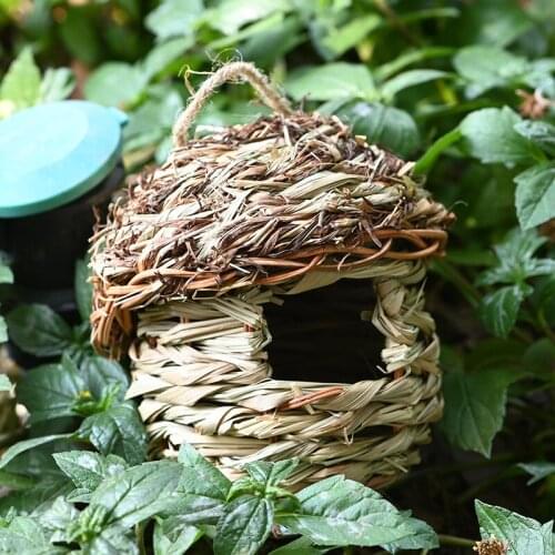 Handwoven Straw Bird Nest Parrot Hatching Breeding Grass Cave Garden Bird Cage Shed House Bird Houses Parrot Cage Cage Cover
