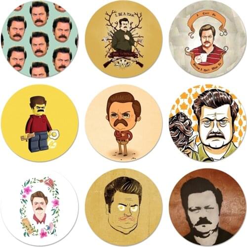 Ron Swanson Icons Pins Badge Decoration Brooches Metal Badges For Backpack Decoration