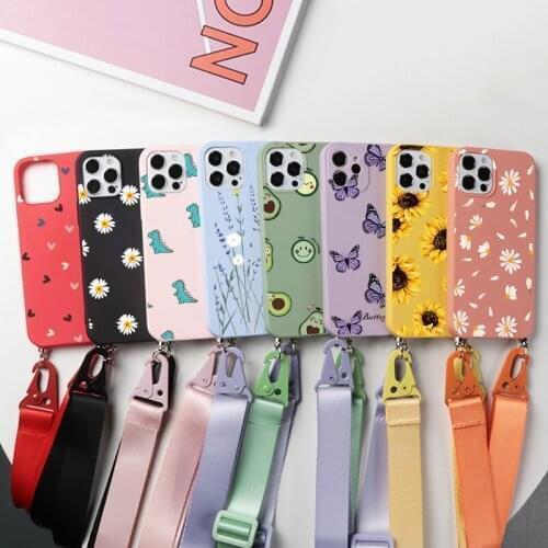 Luxury Flower Case For Xiaomi Mi Poco F3 M3 X3 NFC Redmi Note 9 10 8 9T 7 6 5 Pro 8T 9s 10s 10T 11 Lite A3 Necklace Lanyard Case