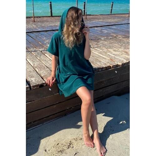 Rossa Intimo Women Green Pancho Beach Towel & Surf Towel & Changing Towel Bathrobe RIB304