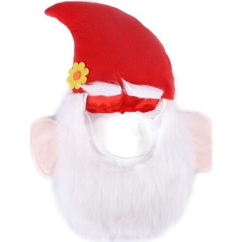 Pet Dog Cosplay Santa Hat Cute Cat Bearded Christmas Hat Headwears Adjustable Party Decorative Pet Cap for Cats Small Dogs