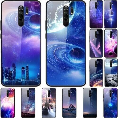 Glass Case for Xiaomi Redmi 9 Tempered Glass Case Phone Case Phone Shell Star Sky Pattern
