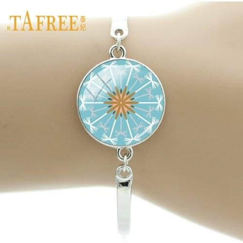 TAFREE New Dandelion Flower Charm Bracelet Handmade Ethnic Jewelry Accessories Wholesale Chain Bracelet Birthday Gift DD12