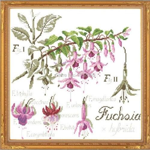 Shadow Series Fuchsia Flower Needlework Embroidery Cross Stitch Kit Factory Sale 18CT/16CT/14CT/11CT/9CT