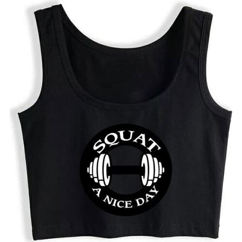 Crop Top Female Squat a nice day Comic Vintage Custom Tops Women