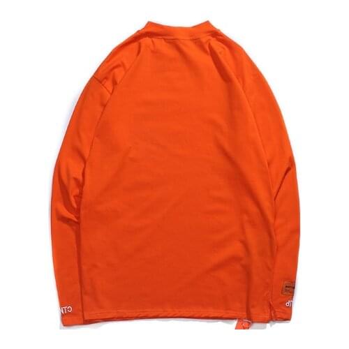 2021 Spring Autumn New Classic Embroidery Letter Design High Collar Loose Casual Base Shirt Fashion Long Sleeve T-shirt