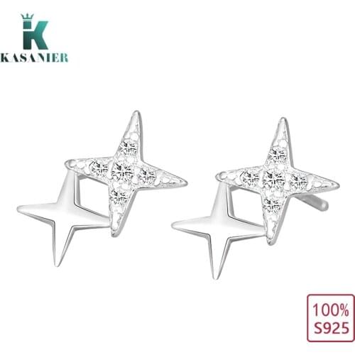 KASANIER S925 Sterling Silver Moon Star Ear Climber Tiny Star Stud Earrings For Women Teen Mothersday Birthday Gift Jewelry