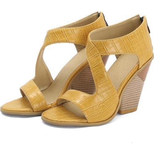 New Wedges shoes for Women sexy Fashion high heel 10cm Open Toe Ankle Platform Ladies Roman Sandals Pumps big size34-48 2020 H-4