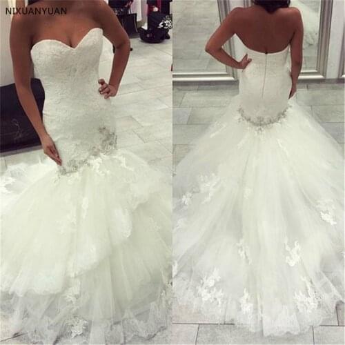 High Quality Sexy Mermaid Lace Wedding Dress Beaded Sash Ivory Lace Mermaid Wedding Gowns 2021 Bridal Gowns Vestido De Novia