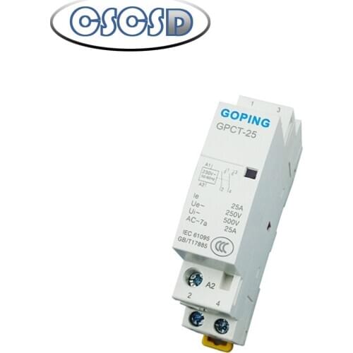 1pcs Household AC contactor 220V small automatic manual with switch 25A 1P 2P relay rail type 2NO Small contactor