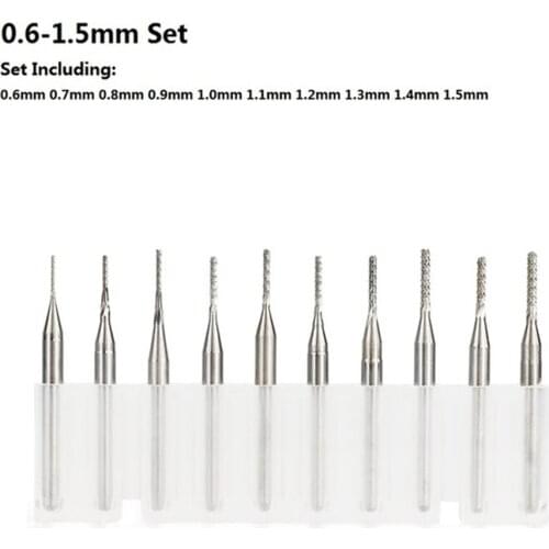 10pcs 0.6-3.175mm carbide pcb end mill set 3.175mm shank pcb bit end mill engraving machine