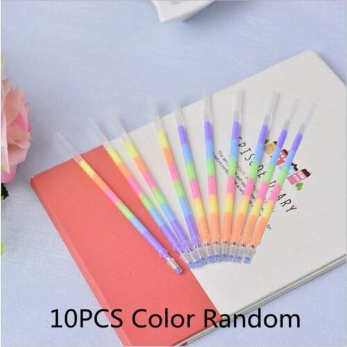 10PCS 0.7mm Gel Pen Refill 6 Colors Rainbow Creative Stationery For The Core DIY Graffiti Decoration Refill Office Supplies
