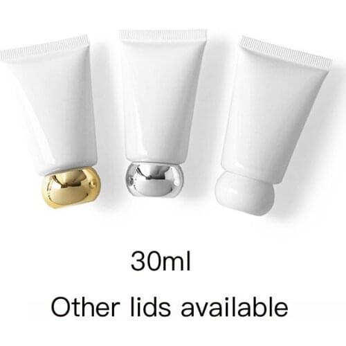 10pcs 30g Empty Cosmetic Container 30ml White Plastic Squeeze Tube Foundation Handmade Cream Packaging Bottles Free Shipping