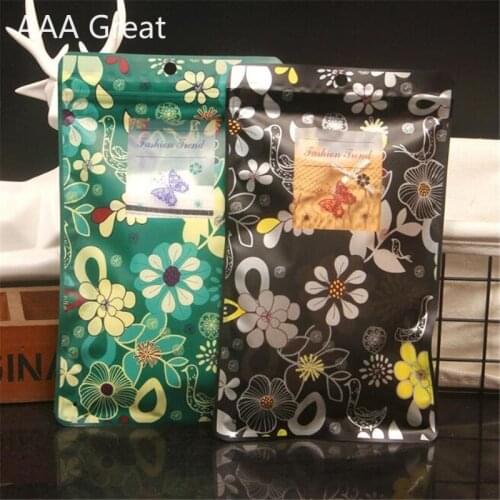 100Pcs/Lot Packaging Bags Stockings Ziplock Bag Child Mask Socks Candy Plastic Snacks Food Storage Pouches Scarf Flowers Window