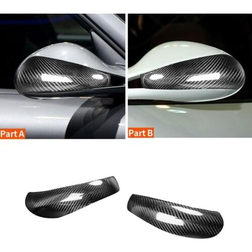 2Pcs Rearview Mirror Cover Add-on Carbon Fiber Cap Fit For-Porsche Boxster/Cayman 997 911 987 Car Side Mirror