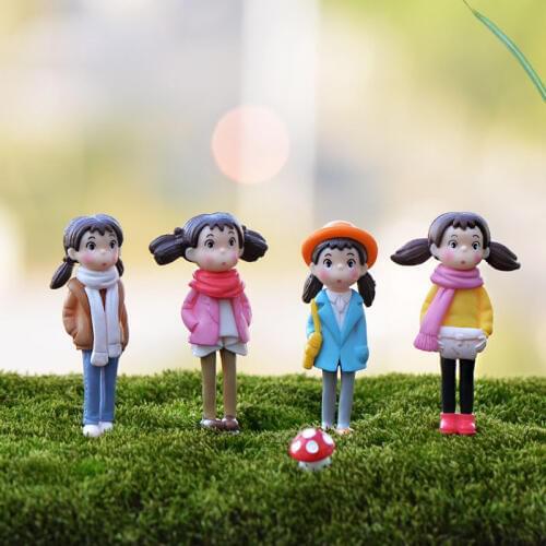 4pcs Fashion Girls Miniature Fairy Garden Home Houses Decoration Mini Craft Micro Landscaping Decor DIY Accessories