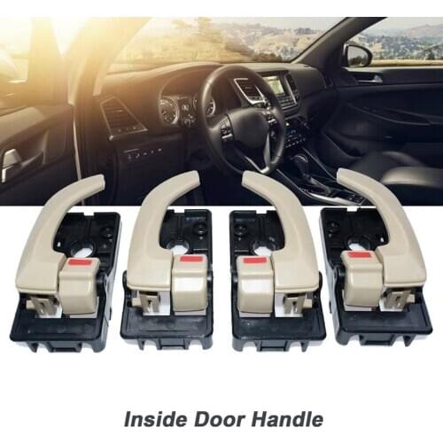 4PCS Car Interior Door Handle Left Right Inside Door Handle Replacement Set for Hyundai Tucson 2005-2009 Beige