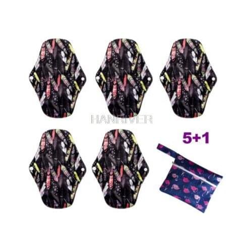5 Pcs washable sanitary towel cloth menstrual pads reusable sanitary pad absorbent reusable charcoal cloth bamboo menstrual pads