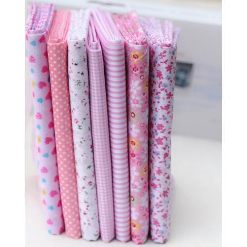 7pcs Pink 100% Cotton Patchwork Fabric for DIY Sewing Quilting Tissue Kids Bedding Doll Bags Cloth Textiles Fabric 50X50cm BL003