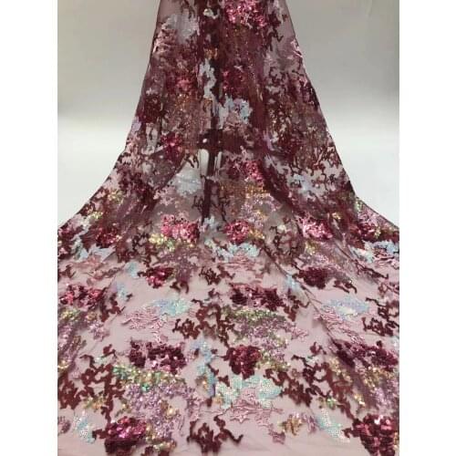 African Lace Fabric 2021 High Quality Lace Sequin Embroidery Tulle Mesh Fabric Latest Nigeria Lace Fabric D4155
