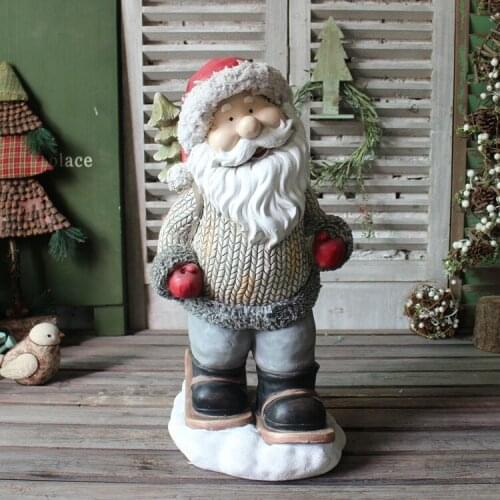 AMERICAN EUROPEAN STYLE SANTA CLAUS CHRISTMAS TREE SNOW RESIN HANDICRAFT DECORATION WINDOW DISPLAY SHOP ORNAMENT