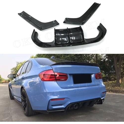 Carbon Fiber Car Rear Bumper Lip Spoiler Diffuser for BMW 3 Serises F80 M3 F82 M4 2017 2018 V Style 3PCS