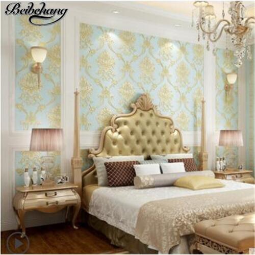 Beibehang European non-woven wallpaper simple stereo living room bedroom background striped wallpaper AB with models wall paper