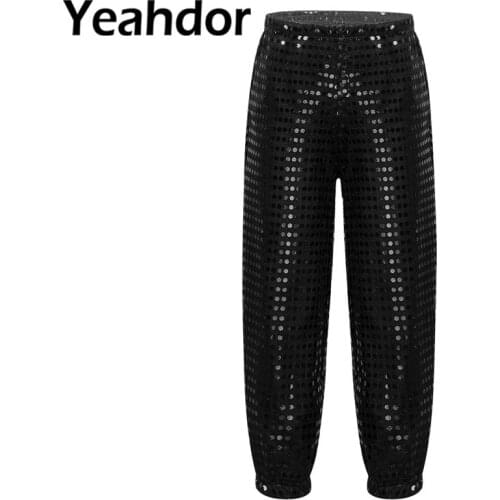 Kids Girls Shiny Sequins Hip-hop Jazz Dance Pants Trousers Kids Boys Stage Performance Team Wear Childrens Street Dance Pants