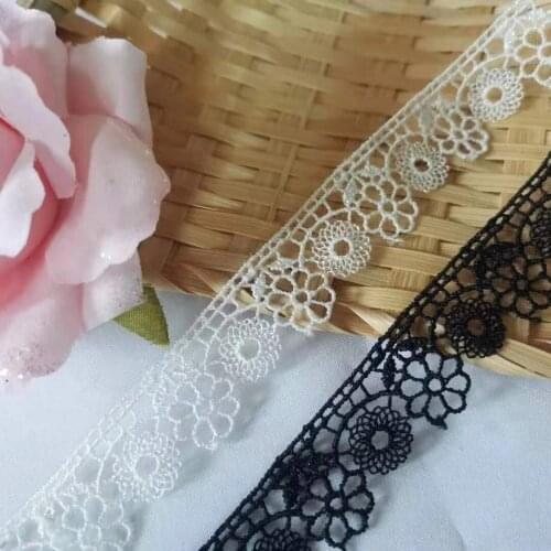 1Yards Embroidery Flower Lace Fabric Guipure Trim 1.7cm White Lace Ribbon Party Dress Sewing Trimmings Laces For Clothes LT26