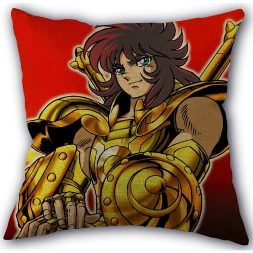 De Saint Seiya Pillowcase Cotton Linen Fabric Square Zipper Pillowcase 45X45cm Wedding Decorative Pillow cover Droping Shipping