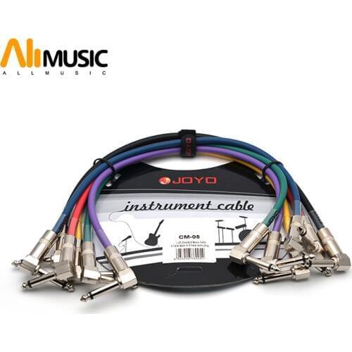 JOYO Effect Pedal Cable 1.2ft Colourful Cable Shielded Mono 6.3mm Male to 6.3mm Male Angle Plug Cable