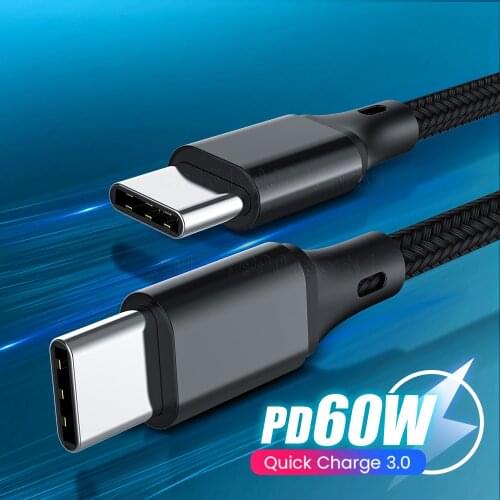 USB Type C Cable To USB Type C Cable PD 60W Fast Charging For Samsung S10 S9 Quick Charge USB-C Data Cable For Type-C Devices