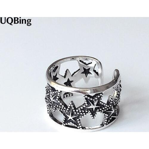 Vintage 925 Sterling Silver Star Rings For Women Ladies Statement Jewelry Wedding Finger Rings